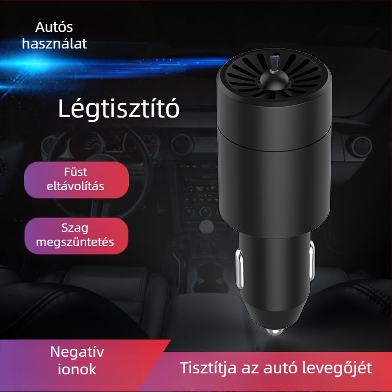 MIMO TS-2011 autó cigaretta-gyújtóval kombinált negatív ionos levegőtisztító a formaldehid és a dohányfüst eltávolítására