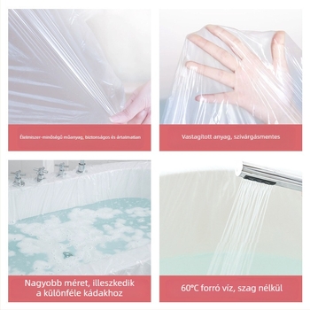 Egyszer használatos fürdőkádtáskák, egyenként csomagolva, nagy méretűek, utazáshoz, szállodákhoz, vendégházakhoz és spa-hoz
