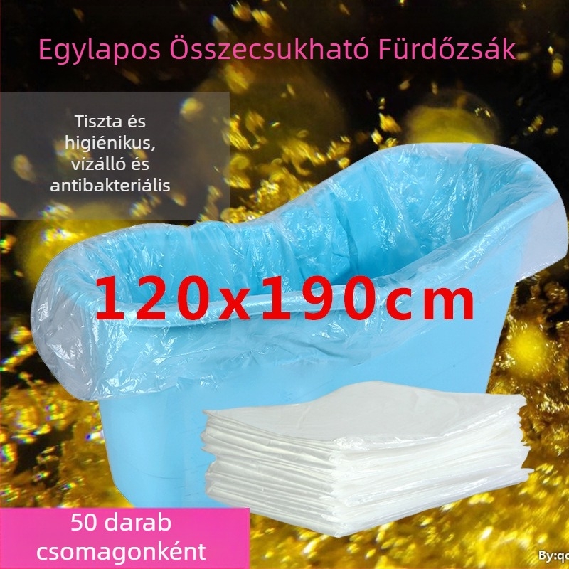50 db összecsukható fürdőfilm és kádfedél 1,4 m-es fa kádban