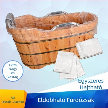 Egyszer használatos fürdőzacskó vastagított PE filmmel, hajtogatható, egy lapból – felnőtteknek, otthon, hotel, spa
