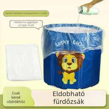 Vastagított egyszer használatos fürdőzsák körkádhoz, összecsukható műanyag fedéllel, extra vastag