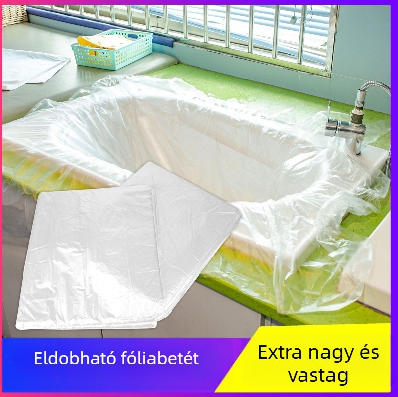 Egyszer használatos műanyag fürdőfilm babáknak, 130×160 cm