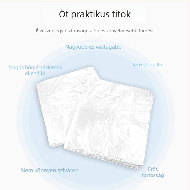 Egyszer használatos műanyag fürdőfilm babáknak, 130×160 cm
