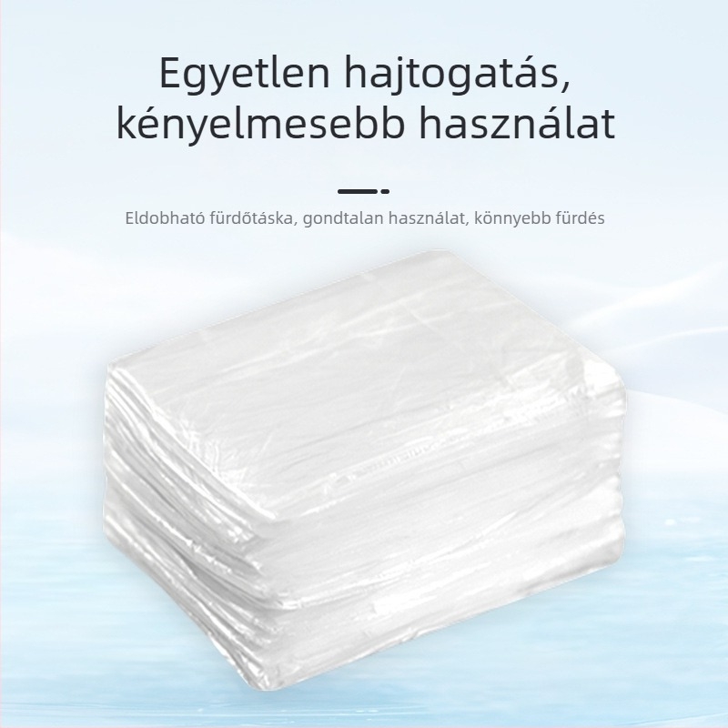 Megvastított körkörös fürdővödör egyszer használatos fürdőtasakkal, kör alakú műanyag védőtasakkal, gyerekeknek összecsukható fürdővödör
