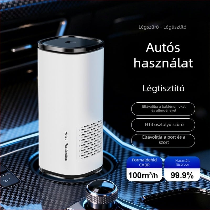 Autóban használható levegőtisztító, eltávolítja a szagokat és a formaldehidet, terhesek és csecsemők számára alkalmas, erőteljes negatív ionos tisztítás és erős szívóerő
