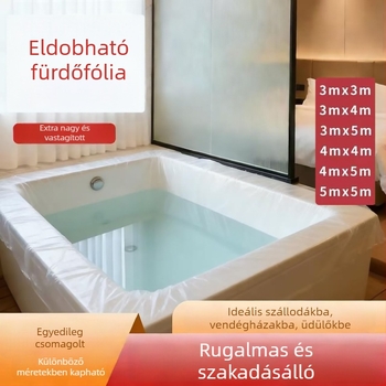 Egyszer használható kádliner, vastagított, extralarge méretű, termálfürdőkhez, privát fürdőkhöz és hotelben használt dupla kádban, műanyag belső borítás
