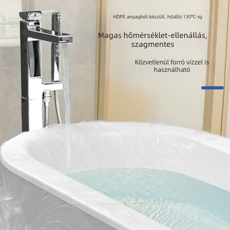 Egyszer használható kádliner, vastagított, extralarge méretű, termálfürdőkhez, privát fürdőkhöz és hotelben használt dupla kádban, műanyag belső borítás