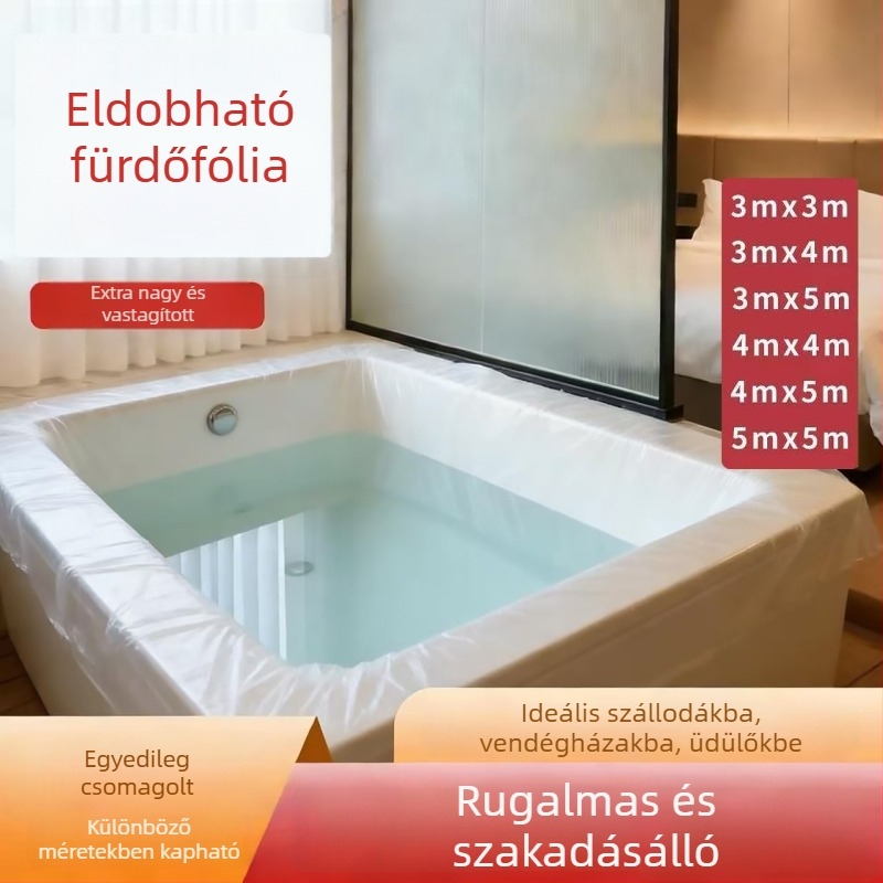 Egyszer használható kádliner, vastagított, extralarge méretű, termálfürdőkhez, privát fürdőkhöz és hotelben használt dupla kádban, műanyag belső borítás