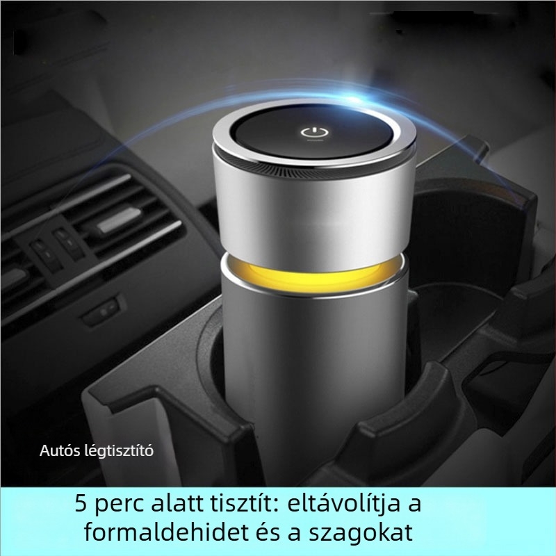 Autóba illő pohár alakú légtisztító negatív ionokkal – szagok, dohányfüst és formaldehidet eltávolítja