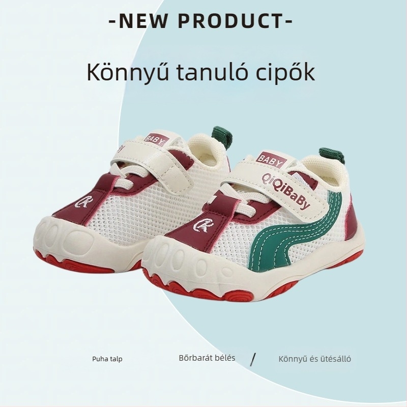 Uniszex gyerekeknek való sportcipő, légáteresztő hálós felsőrész, puha csúszásmentes talp, Velcro-zárás, alacsony fazon, 2026 tavasz