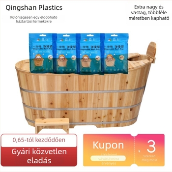 Extra-nagy, vastagított egyszer használatos fürdőtasak, elérhető több méretben, egyedi csomagolás, fa hordó kádban használható, szállodai spa