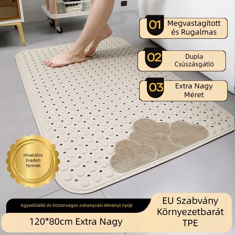 Környezetbarát TPE fürdőszobai csúszásmentes szőnyeg zuhanyzóhoz, kádhoz és vécéhez.