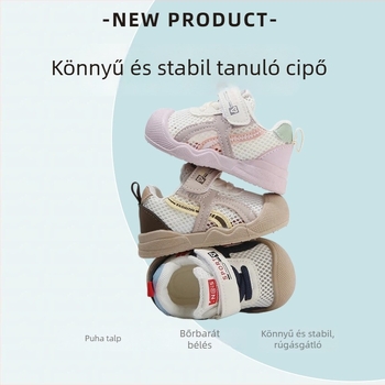 Légáteresztő hálós babacipő Velcro-zárással, puha talppal, csúszásmentes, tavasz–nyár, uniszex