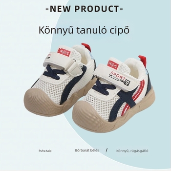 Légáteresztő hálós babacipő Velcro-zárással, puha talppal, csúszásmentes, tavasz–nyár, uniszex
