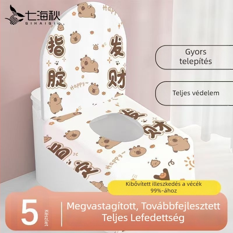 Egyszer használatos WC-ülésfedő, teljes lefedettség, vízálló és szennyeződés elleni védelem, utazáshoz