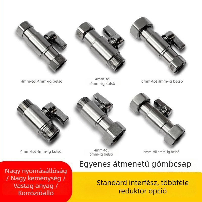 304 rozsdamentes acél, 1/2 in egyenes átvitel 3/4 in vízcső reducer csatlakozó külső menettel, dupla csatlakozás, golyóscsap meleg és hideg vízhez, bojler kapcsoló
