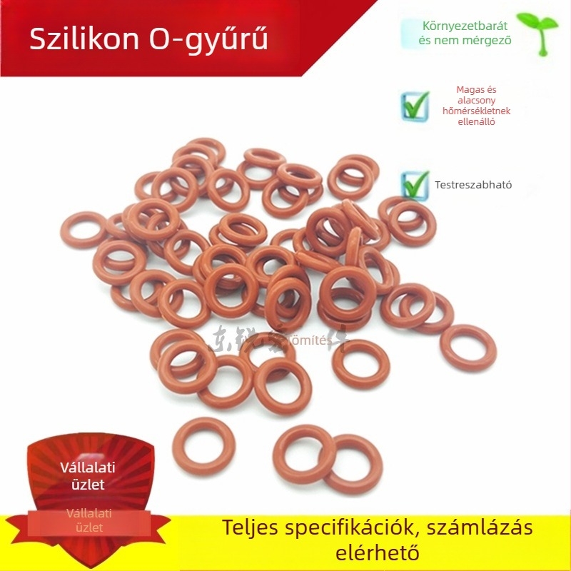 Vörös szilikon O-gyűrű, magas hőmérsékletnek ellenálló, élelmiszer-minőségű, vízálló tömítés, külső átmérő 4-17 mm, keresztmetszet 1,5 mm