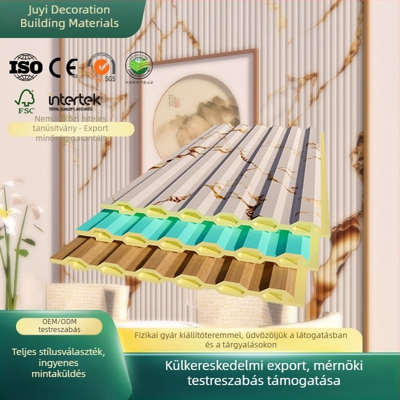 WPC falpanelek TV háttérfalhoz, dekoratív PVC 3D rács panel, bambuszrost anyag