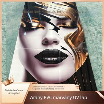 PVC falpanel 3D, színes aranyozott márvány mintázat, magas fényű UV bevonat, varrat nélküli beltéri dekorációhoz, szénkristályos lemez
