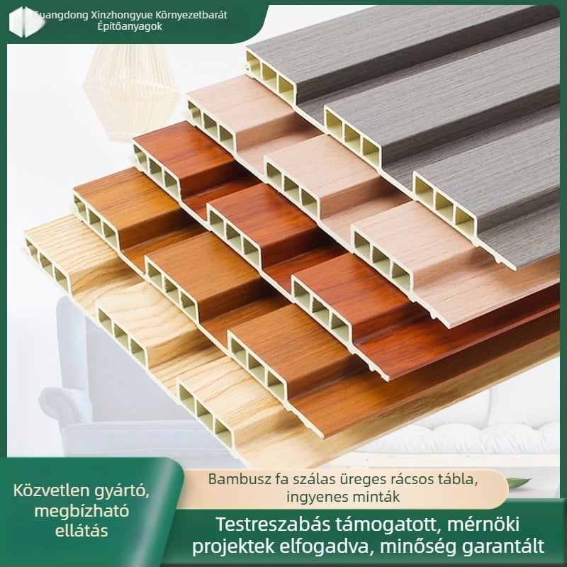 Szénkristály bambusz interlock falpanelek, 600 mm, PVC dekoratív beépített falpanelok bambuszfa rosttal
