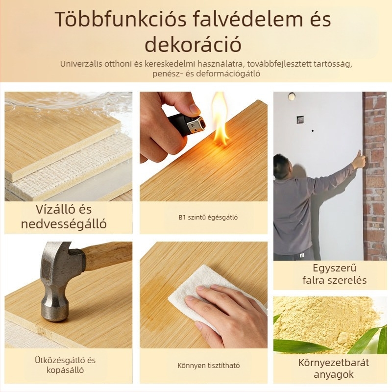Ütésálló fa dekorpanelek karbon-kristály táblával a nappali és a hálószoba akcentfalaihoz