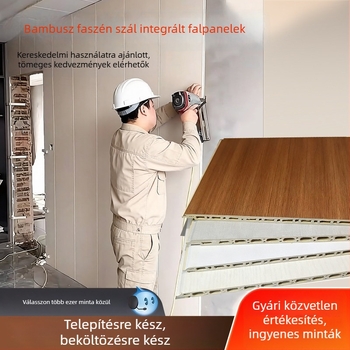 Bambuszszén rostból készült integrált falpanel, falakhoz és mennyezethez, beltéri dekorpanel, vízálló hátfal, egyszerű szerelés