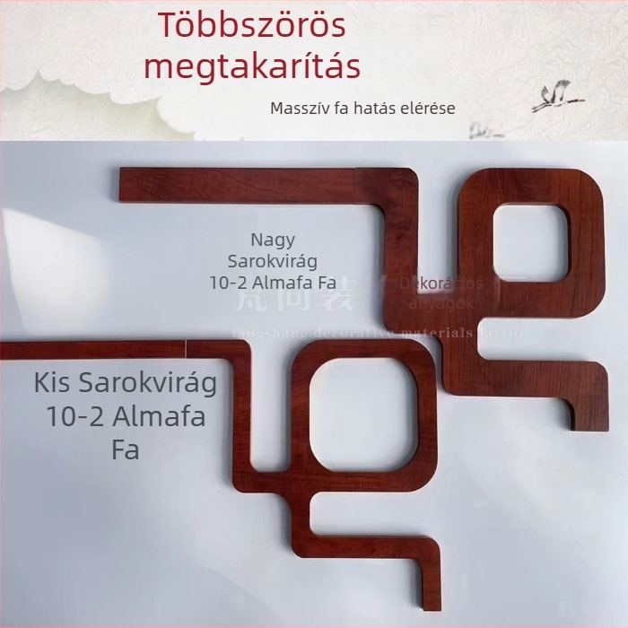 2 cm-es mennyezeti sarok virág panel, kínai stílusú, fa imitáció, nappali, sík panel