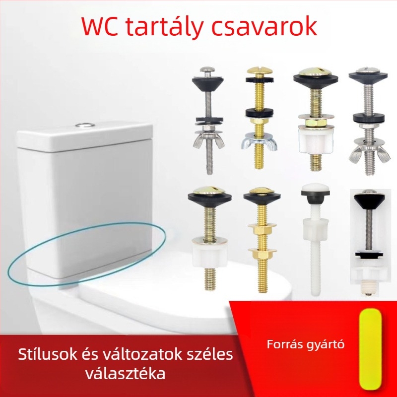 M6 WC tartálycsavar, 304 rozsdamentes acél, osztott típus, szivárgásmentes