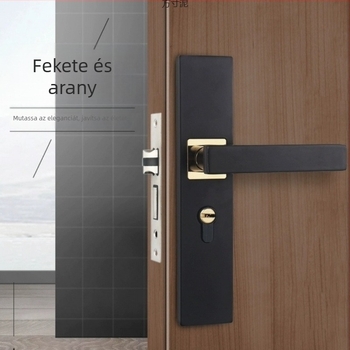 Fekete belső ajtózár készlet, ajtófogantyúval – univerzális faajtókhoz