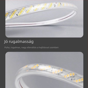 Kültéri vízálló LED-szalag, 220V, külső falak és nappali mennyezet számára – melegfehér fény