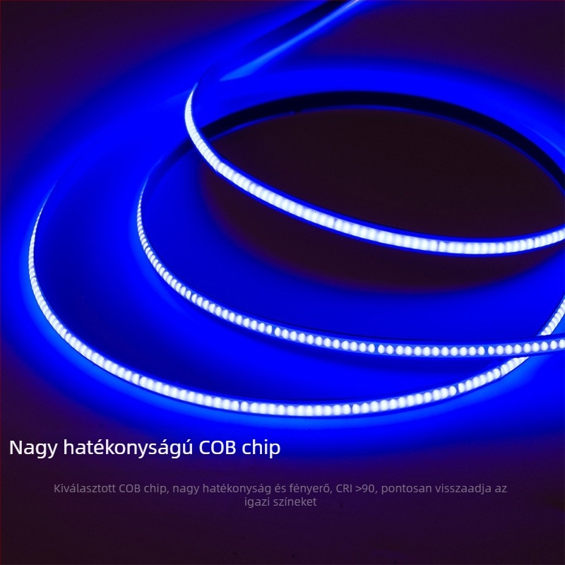 COB LED szalag 24V, 384 LED, 8 mm szélesség, rugalmas, magas fényerő, villogásmentes, mérnöki és otthoni dekorációhoz, testreszabható, 90 CRI, 10 W/m, élettartam 50 000 h