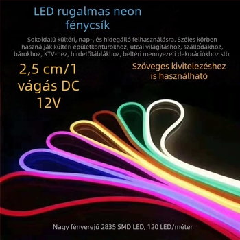 Rugalmas szilikon LED-neon szalag hirdetésekhez, kültéri vízálló
