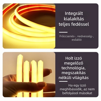 LED-szalag 220V, kültéri vízálló, öntapadós COB fénycsík, nappali mennyezeti hangulatvilágításhoz