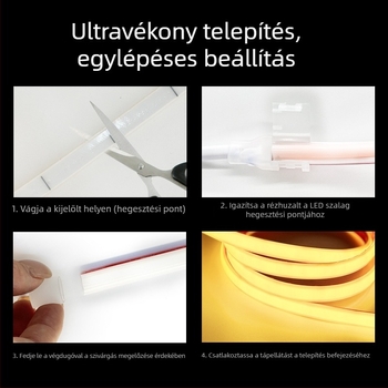 LED-szalag 220V, kültéri vízálló, öntapadós COB fénycsík, nappali mennyezeti hangulatvilágításhoz