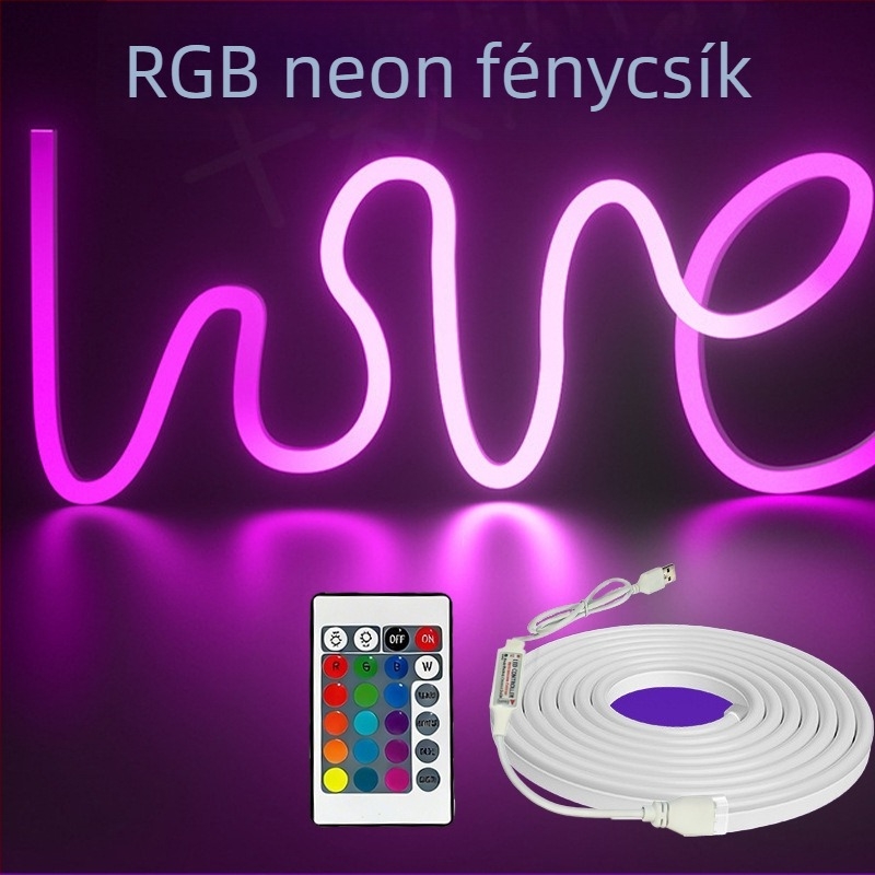 RGB neon LED-szalag készlet – kültéri vízálló, rugalmas szilikon csíkok számítógépházhoz, kreatív DIY