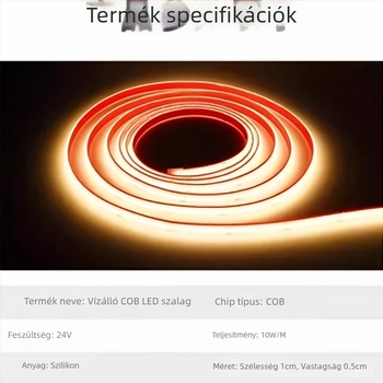 24V vízálló COB LED-szalag kültéri használatra – tavakhoz, medencékhez és kerthez, töltve ragasztóval, IP68, rugalmas, sötét foltok nélkül