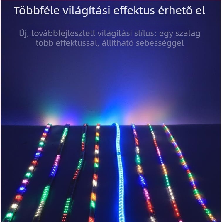 Kültéri RGB LED fénycsík színváltó rainbow effektussal, vízálló neoncső