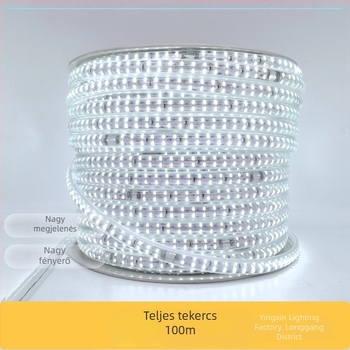 110V LED-szalag lencsével, dupla sor, 180 LED, kültéri vízálló, rendkívül fényes, lágy fény