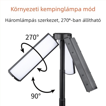 Kültéri többfunkciós kihúzható kempinglámpa, 270°-ban állítható padlólámpa, magas fényerő LED megvilágítás
