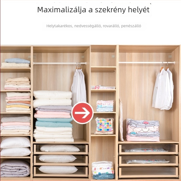 Kézi vákuumos tömörítő tárolózsákok ruhákhoz és paplanokhoz