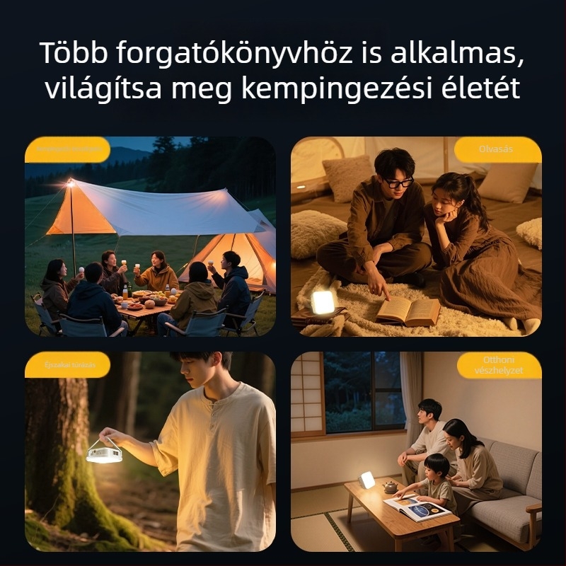 LED hordozható kempinglámpa, kültéri világítás, ultrahosszú akkumulátor-élettartam, sátorvilágítás napelemes töltéssel