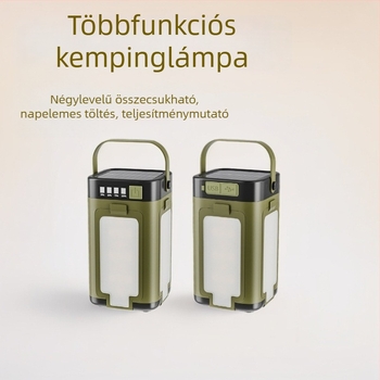 Kültéri kempinglámpa négylevelű összecsukható kivitelben, napelemes töltéssel és USB-C-vel, hordozható sátorlámpa a hangulathoz.