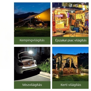 Újratölthető LED sátorlámpa, kültéri kempinghez, multifunkciós vészvilágítás