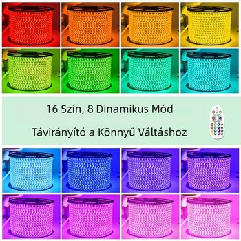 RGB LED-szalag 5050, 220V, kültéri, vízálló, színes gradient megvilágítás