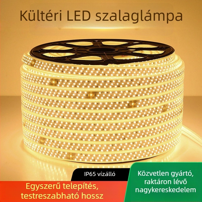 Kültéri LED-szalag 2835, három sor, 180 LED-del, vízálló, 220V