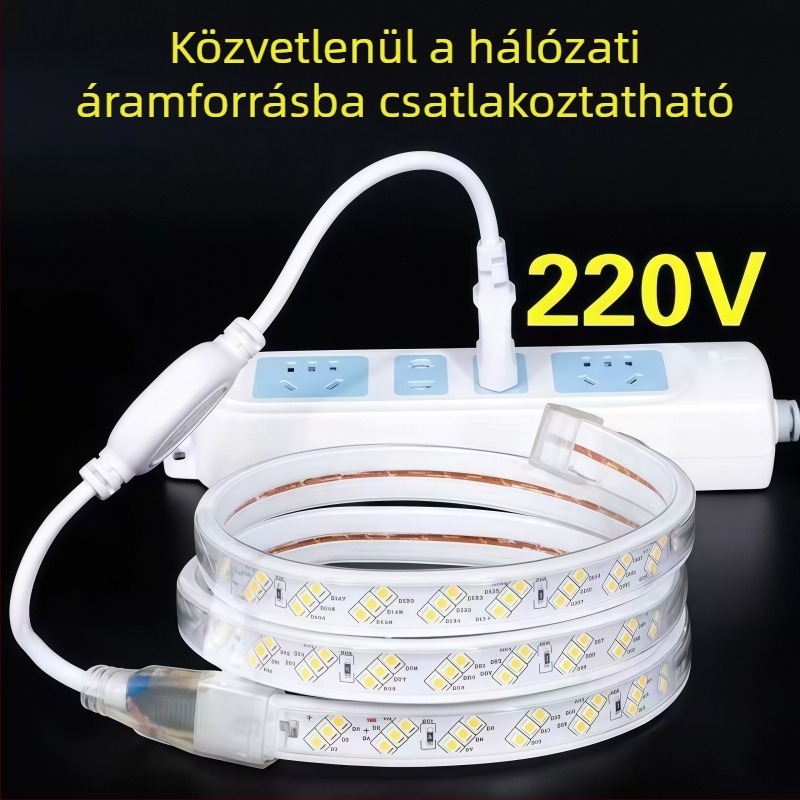 220V LED-szalag 2835, vízálló, rugalmas lineáris világítás kültéri és beltéri tájvilágításhoz