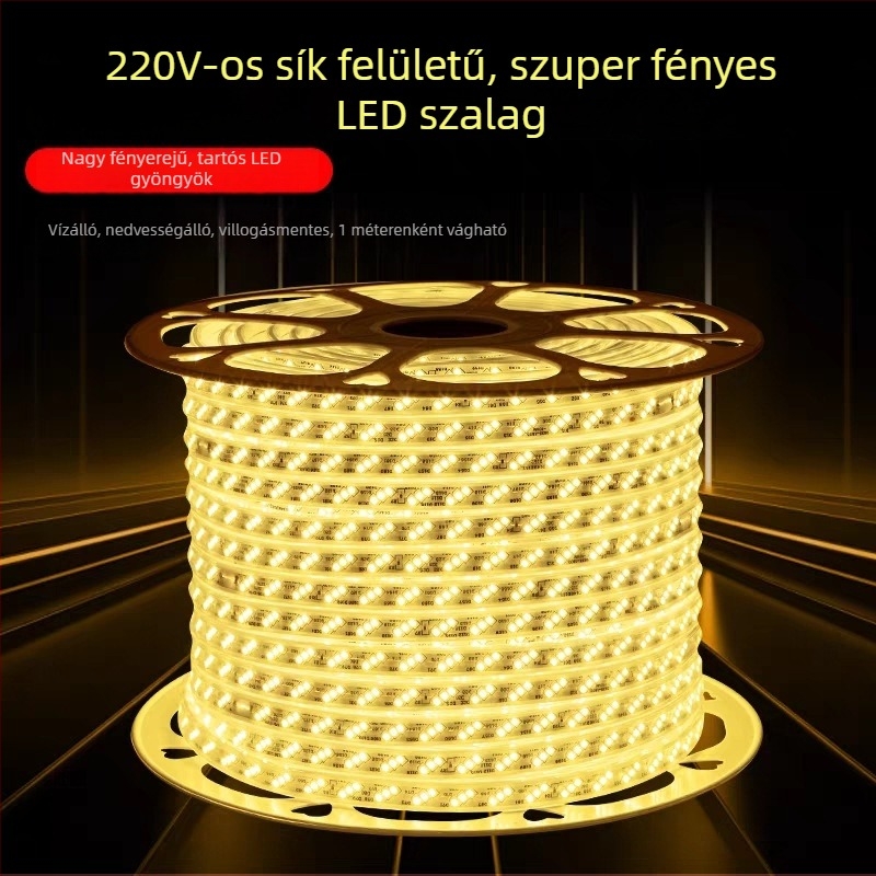 220V LED-szalag 2835, vízálló, rugalmas lineáris világítás kültéri és beltéri tájvilágításhoz