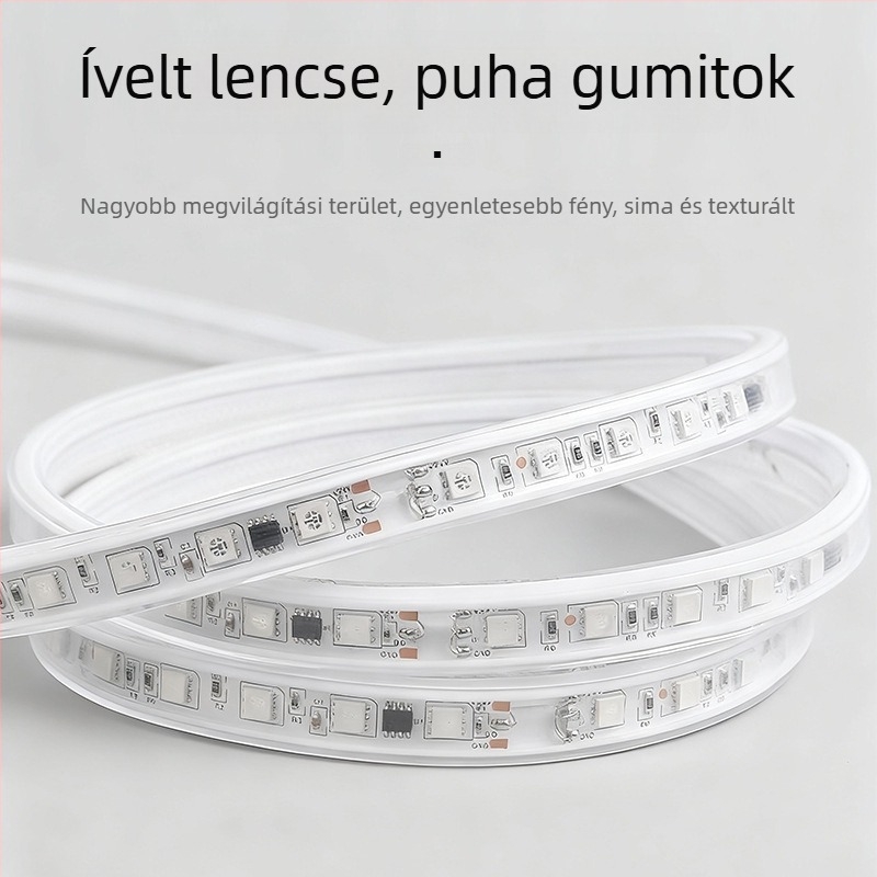 RGB fantom színű 220V-os LED-szalag, 50 m, 5050 LED-ek, gumírozott, vízálló