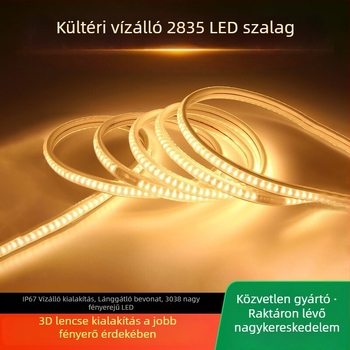 220V-os kültéri vízálló LED-szalag, 2835-ös chipek, 3038 ívelt felületű megvilágítás, beltéri és kültéri dekoráció