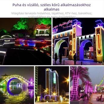 Kerek, hajlékony LED-szalag, 360°, kültéri, vízálló, 220V, reklámtáblákhoz és neonhatású megvilágításhoz